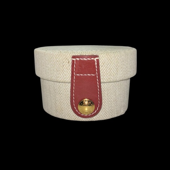 Vintage Hermès Round Jewelry / Watch / Accessory Box | Fabric & Leather - Picture 1 of 12